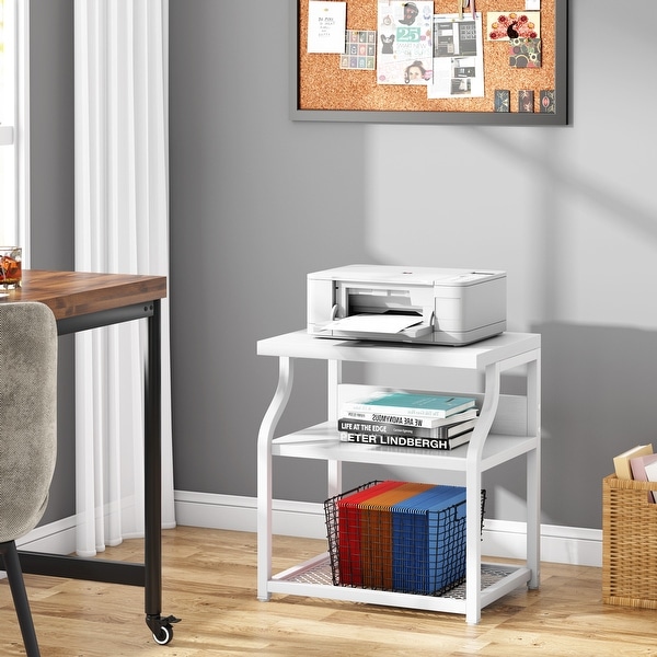 Side End Table ，Industrial 3-shelf Bedside Nightstands with Storage shelves for Small Space