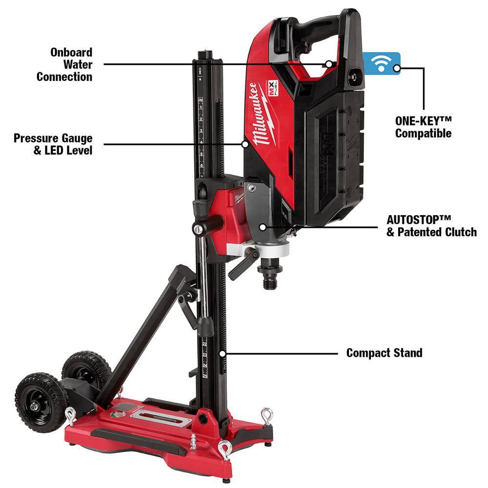 MW MX FUEL Lithium-Ion Cordless Handheld Core Drill Kit with Stand 2 Batteries and Charger MXF301-2CXS