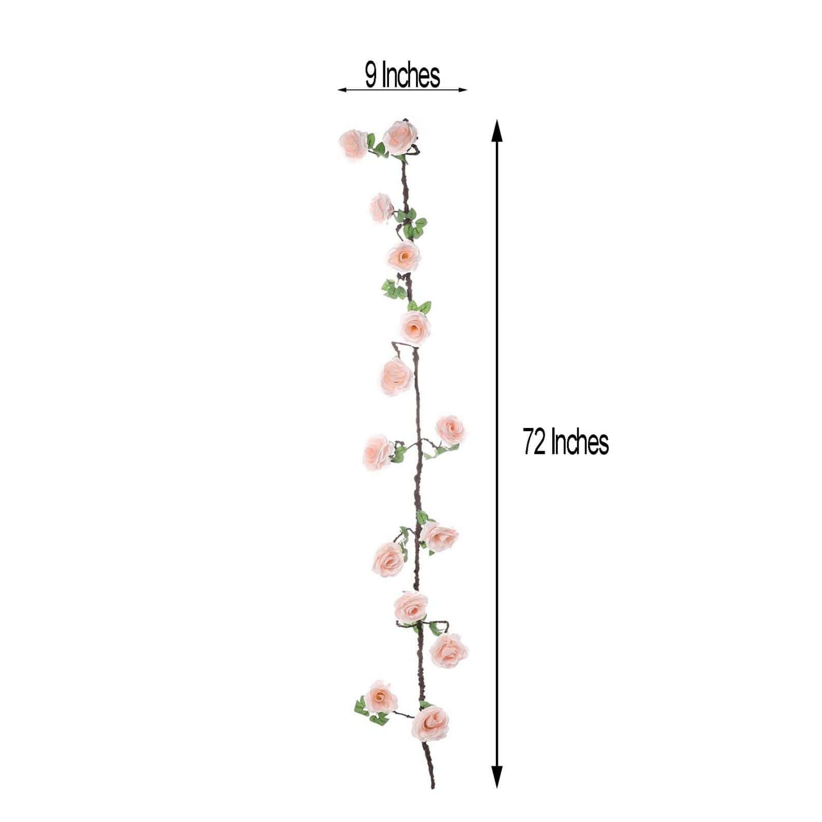 Blush Artificial Silk Rose Hanging Flower Garland Vine 6ft