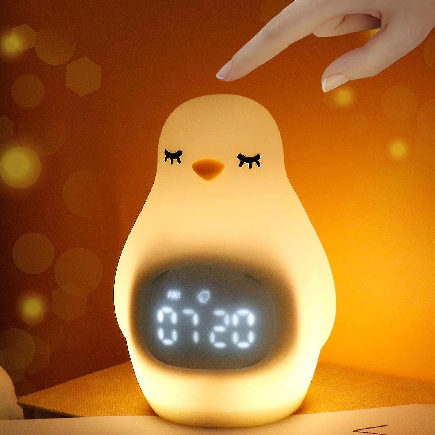 Penguins Night Light， Cute Kids Alarm Clock， Silicone Portable Nursery Lamp For Girls Boys Toddler Gifts