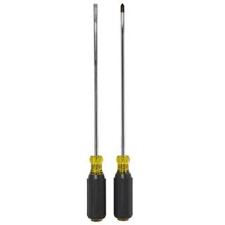 Klein Tools 2-Piece Assortd Scredriver Set with 10 in. Shank- Cushion Grip Handles 85072