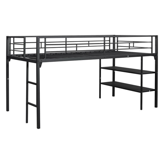 Low Loft bed with storage shelves W42747800