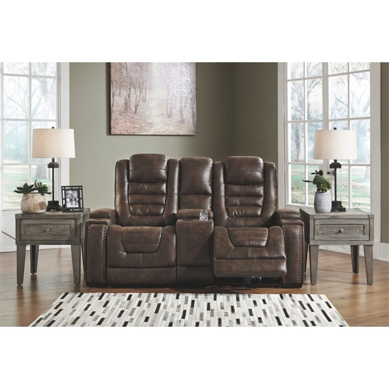 Bowery Hill Power Reclining Loveseat in Bark   Transitional   Loveseats   by Homesquare  Houzz