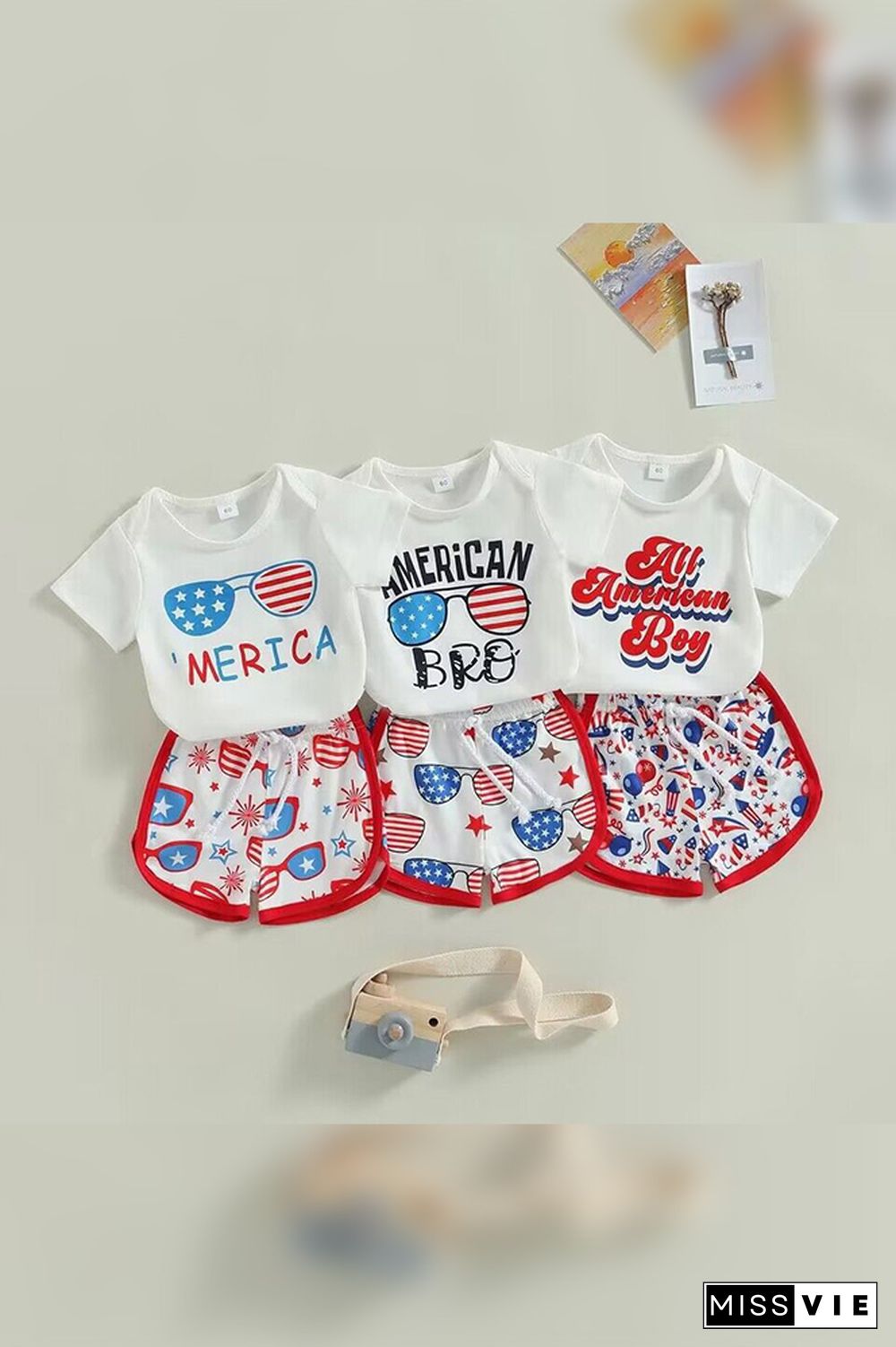 US Flag Romper and Bottom 2PCS Set