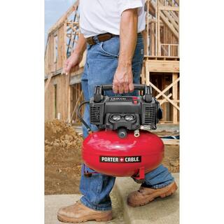 Porter-Cable 6 Gal. 150 PSI Portable Electric Air Compressor 16  18 GA Nailer 38 in. Stapler and Framing Nailer 4 Tool Combo Kit PCFP12234FR350B