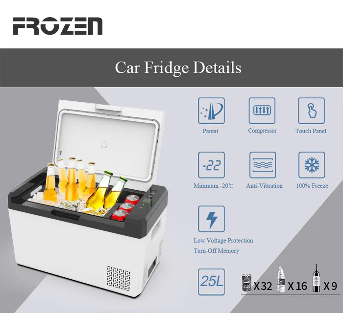 Hot selling car refrigerator 12V solar fridge car freezer for camping hiking