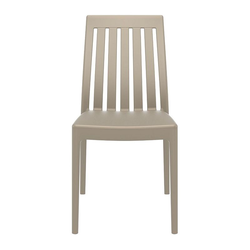 35 Taupe Brown High Back Stackable Outdoor Patio Dining Chair