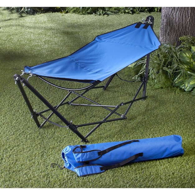 The Lakeside Collection Portable Folding Blue Hammock For Travel And Outdoor Camping