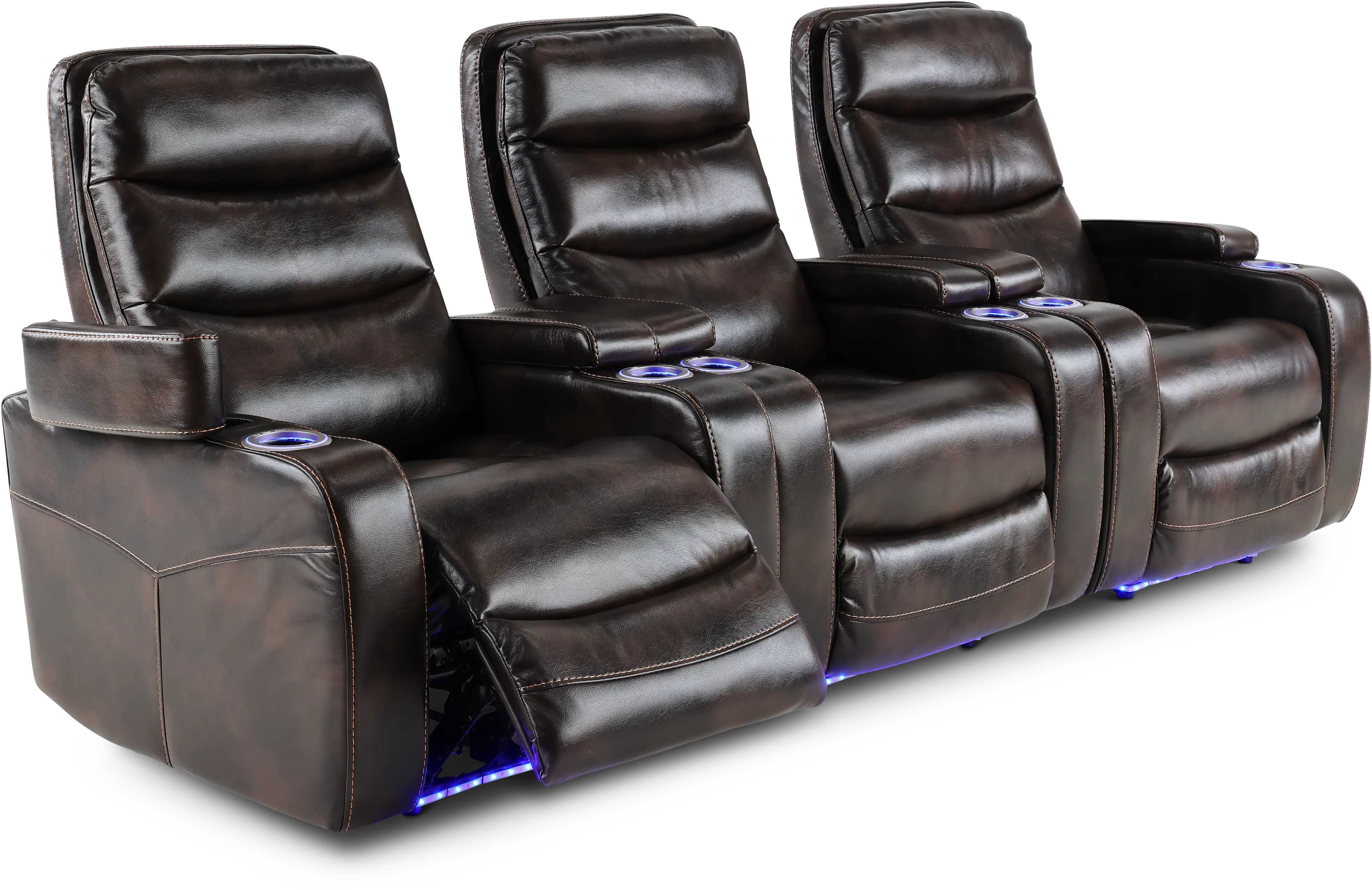 Cinema Coffee Brown 3 Piece Power Home Theater Seating