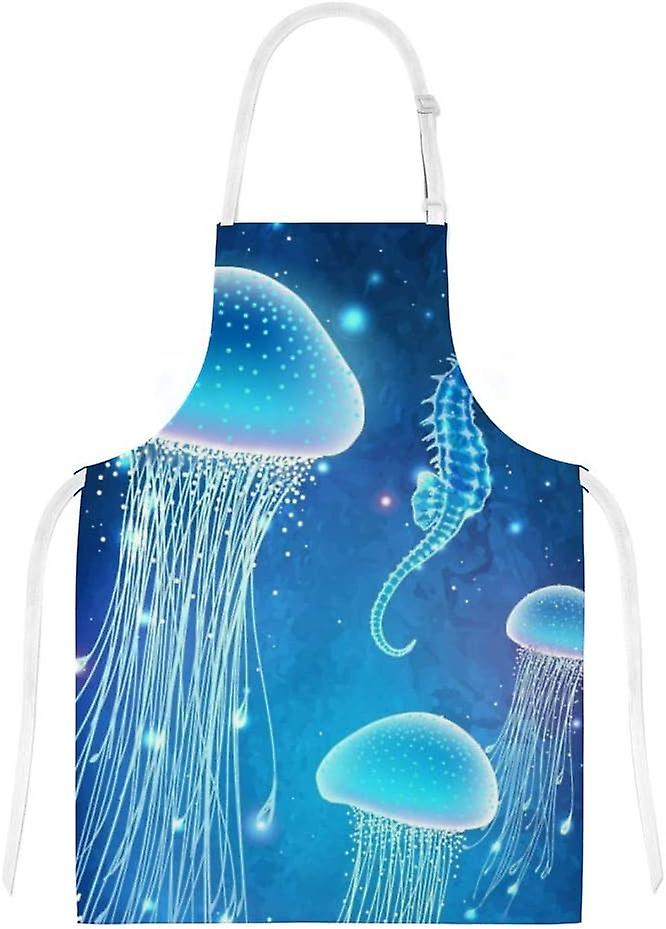 Kitchen Oven Mitts Glove Potholder Apron 3pcs Set Magic Jellyfish Non Slip Heat Resistant Mitts For Baking Cooking Bbq