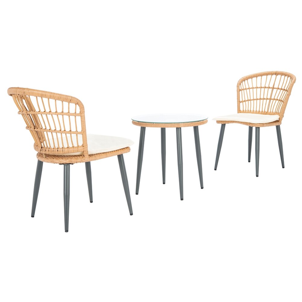 SAFAVIEH Outdoor Living Prenza Rattan 3 Piece Patio Lounger Set