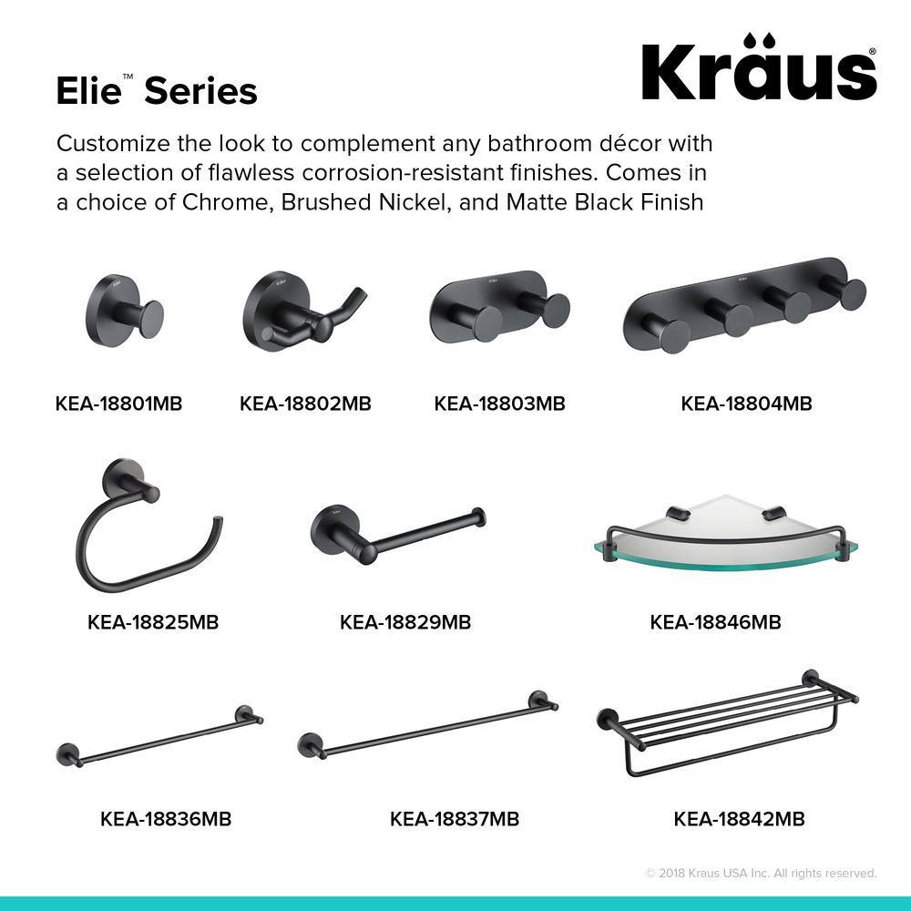 KRAUS Elie Bathroom Robe and Towel Hook Rack with 4-Hooks in Matte Black KEA-18804MB