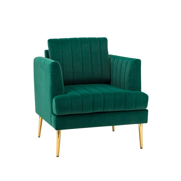 Tyndaridae Armchair With Channel tufted Design And Metal Legs Artful Living Design