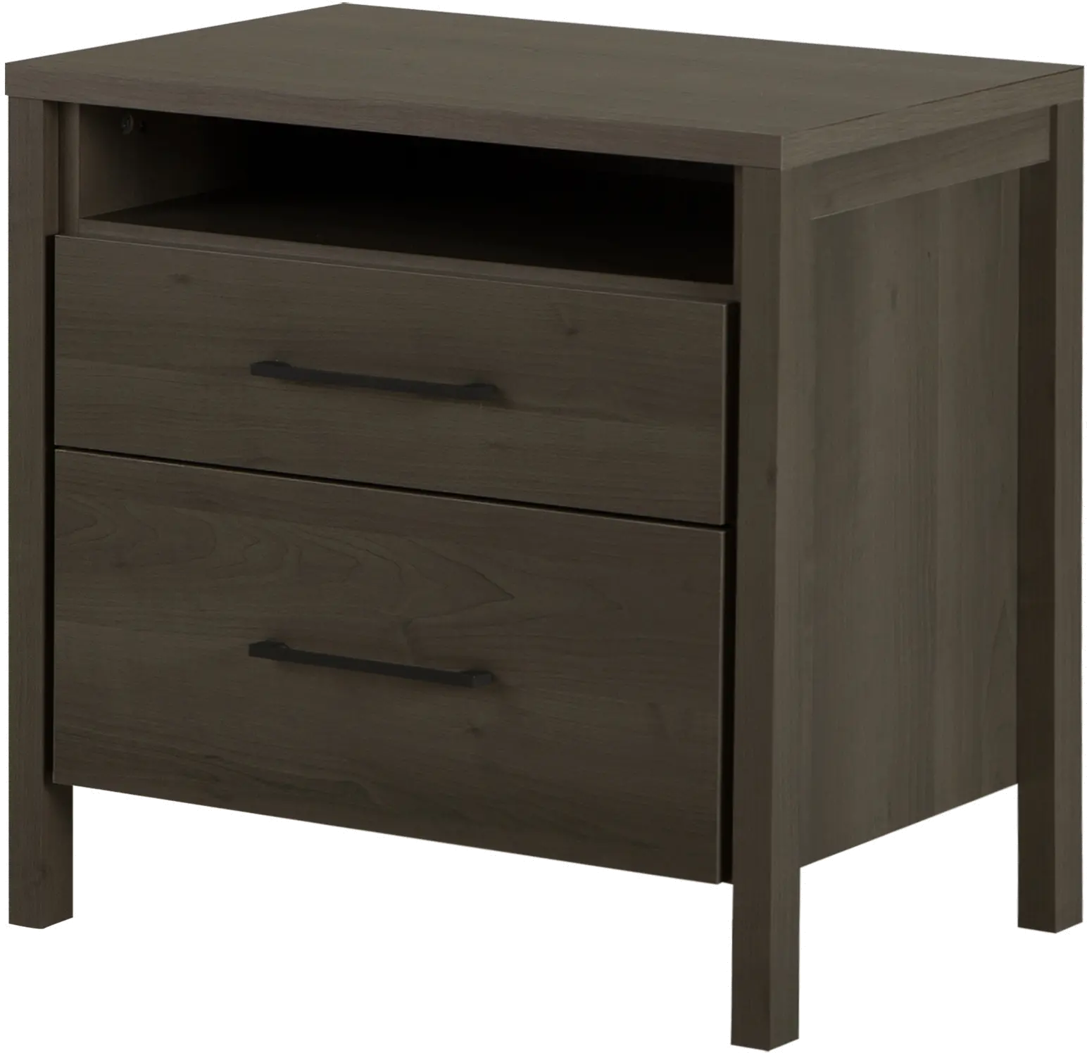 Gravity Gray Maple 2-Drawer Nightstand - South Shore