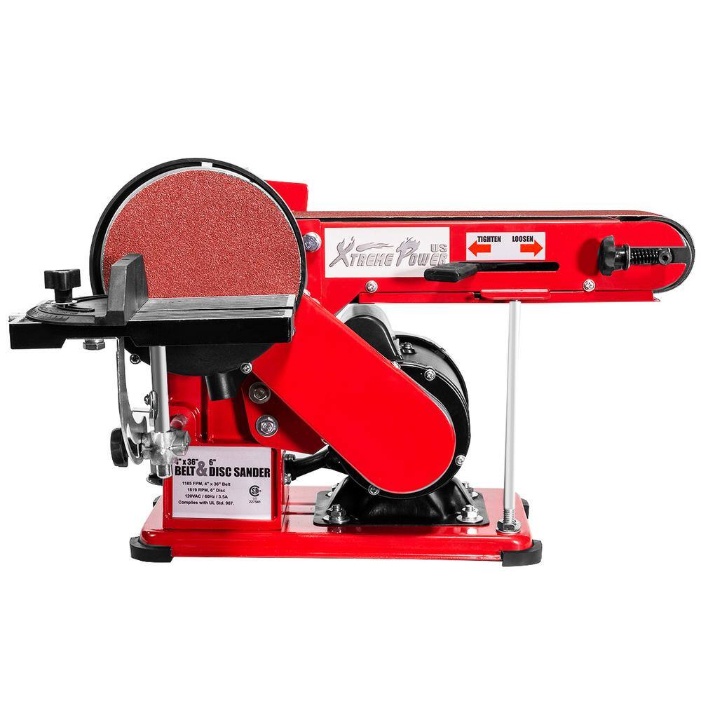 XtremepowerUS 4 in. x 36 in. 2-in-1 Disc and Belt Corded Sander Benchtop Sanding Station with Adjustable Tilt and Dust Port 46001-H1