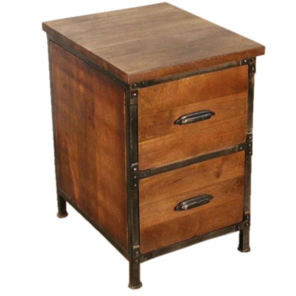 Rustic 2-Drawer Brown Filing Cabinet BRA47