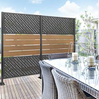 DISTINCT 24 in. x 48 in. Wesley Black Recycled Rubber Decorative Privacy Screen Panel MT5100631