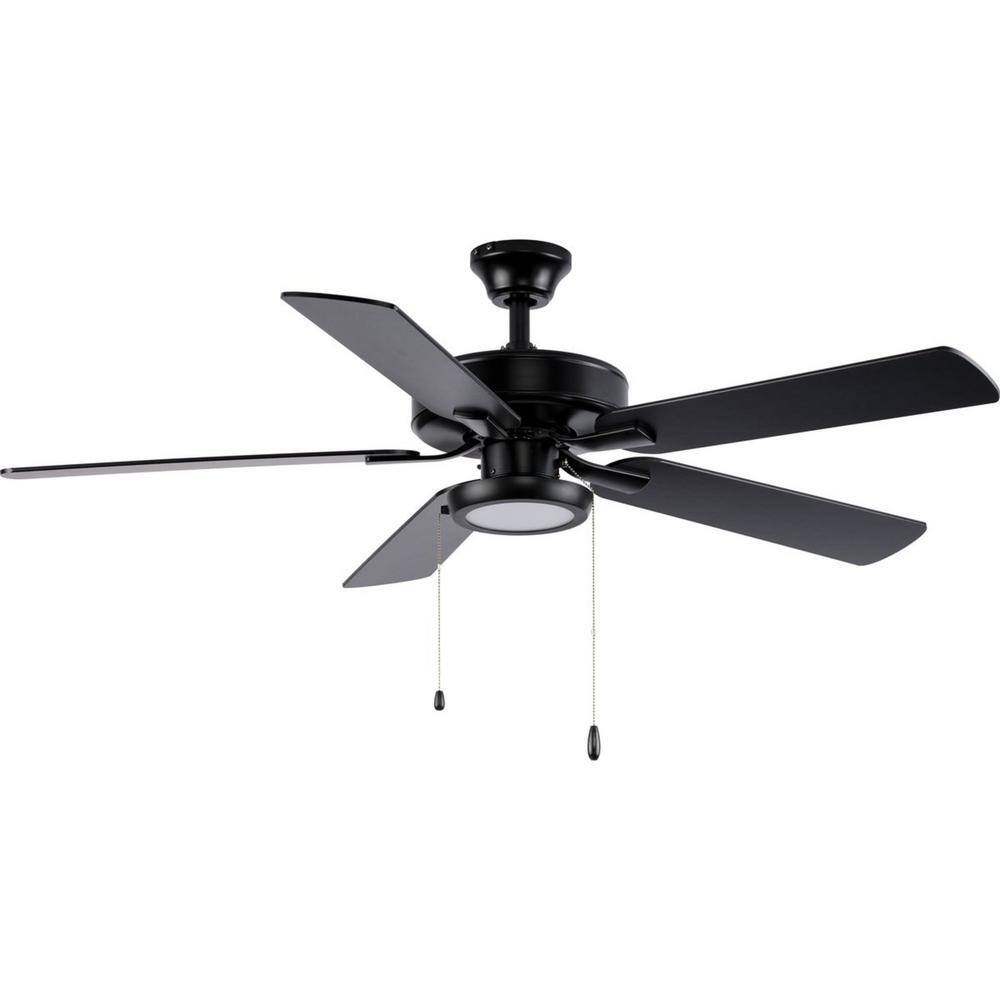 Progress Lighting AirPro 7 in. Matte Black Integrated LED Edgelit Ceiling Fan Light Kit with White Opal Shade P260002-31M-30