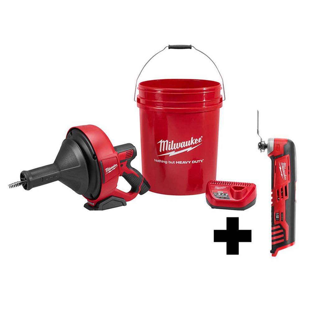 MW M12 12V Lithium-Ion Cordless Auger Snake Drain Cleaning Kit with M12 Multi-Tool 2571-21-2426-20