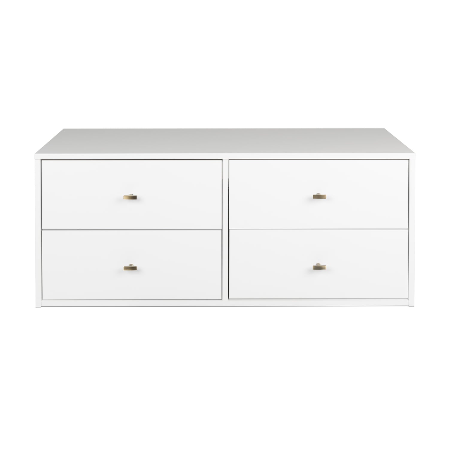 Prepac Floating Bedroom Modern 4-Drawer Double Dresser, White