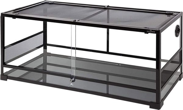 Reptile Treasure Knock-Down Sliding Door Terrarium， Black