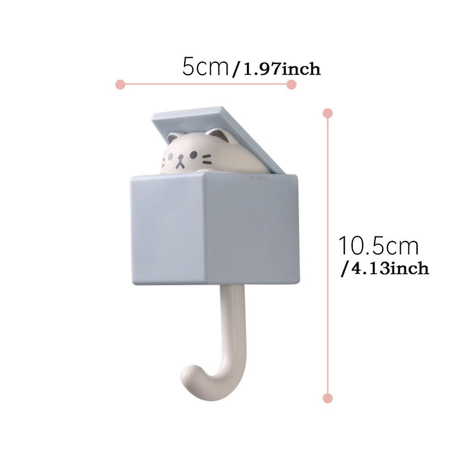 Creative Cat Hook Cute Seamless Dormitory Bedroom Door Hangers Hooks Key Umbrella Towel Cap Coat Rack Wall1pcs-brown