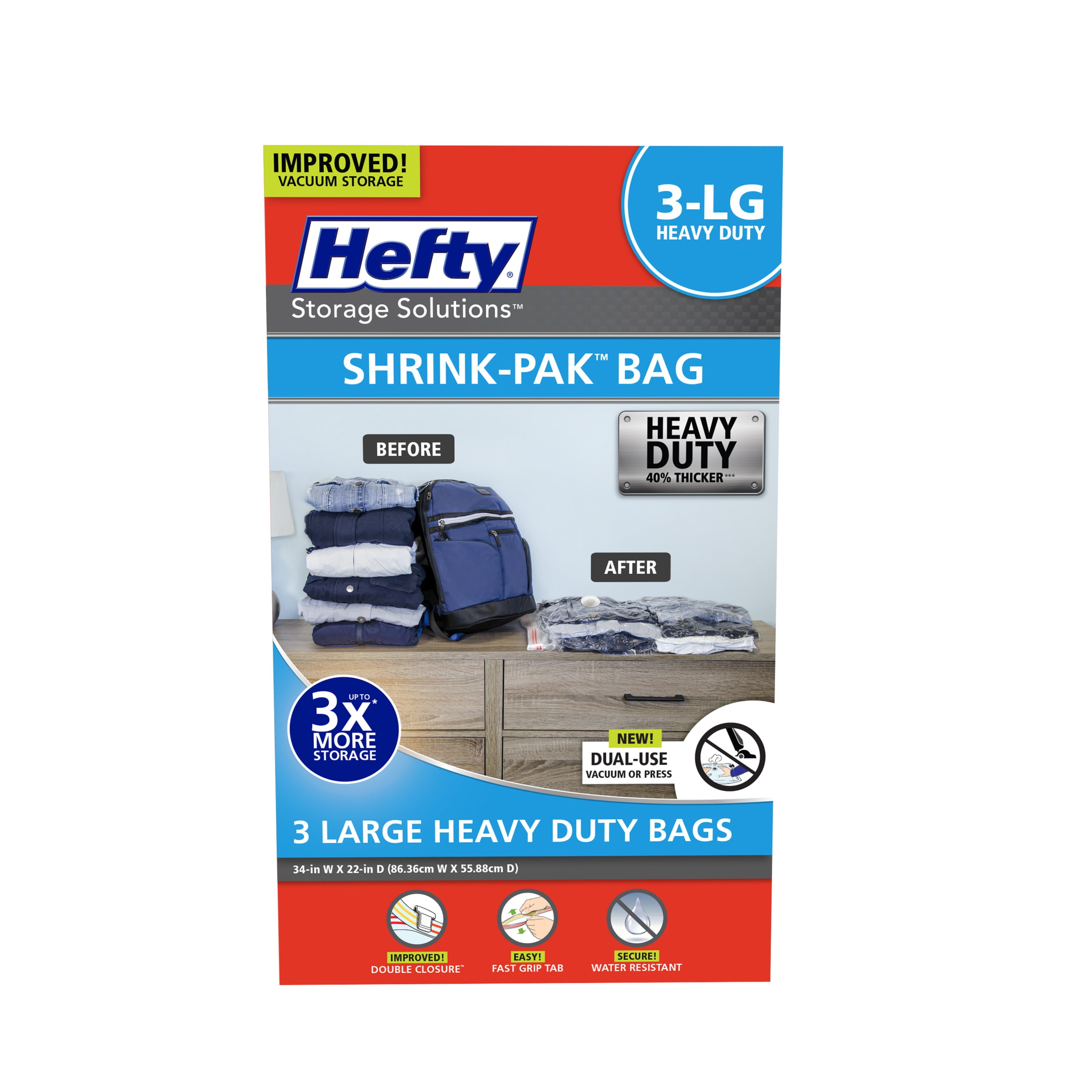 Hefty SHRINK-PAK 3 Large Heavy Duty Bags