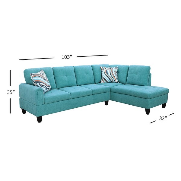 2-piece Linen L Shaped Sectional Sofa in Green