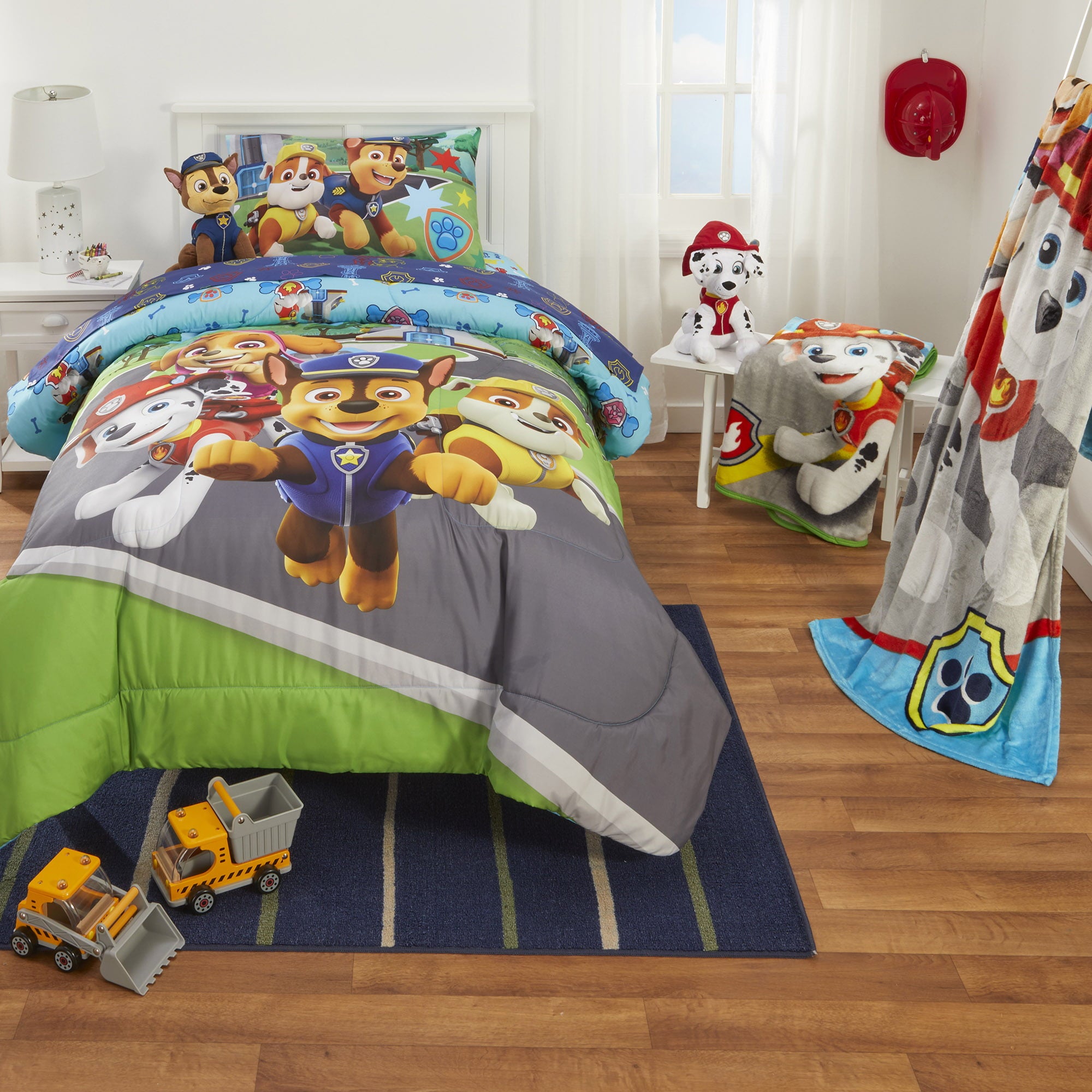 PAW Patrol Kids Comforter and Sham， 2-Piece Set， Twin/Full， Reversible， Blue， Nickelodeon