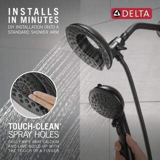 Delta In2ition 5-Spray Patterns 1.75 GPM 6.81 in. Wall Mount Dual Shower Heads in Matte Black 58569-BL-PK