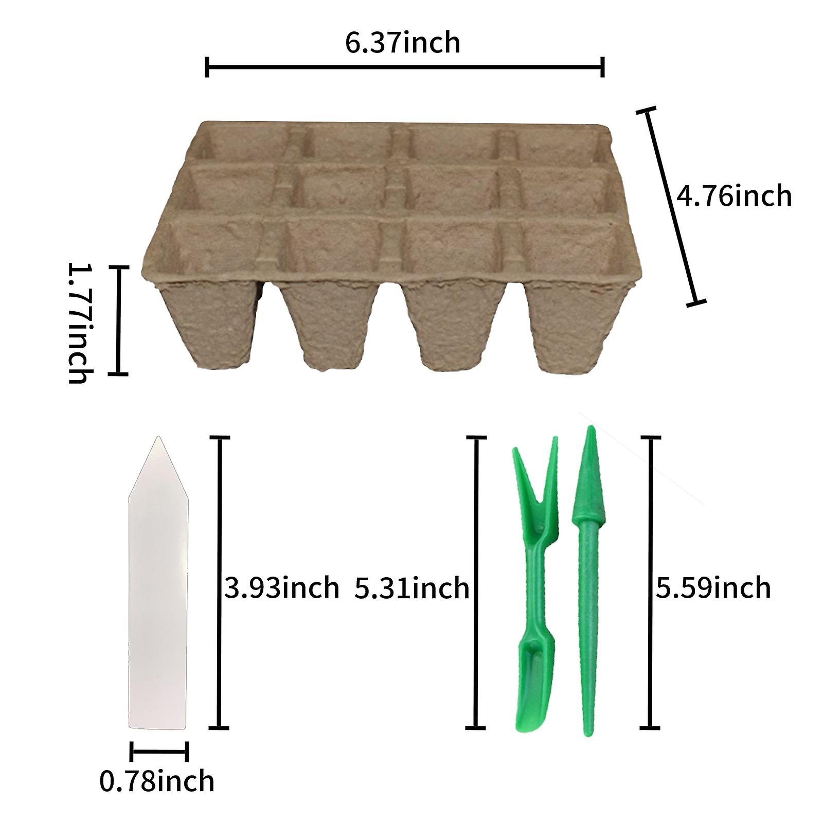 Yegbong 12pcs Seed Starter Trays Kit 12 Cells Biodegradable Pots For Planting Seeds Organic Plant Starter Kit With Plant Labels Transplanting Tools  1