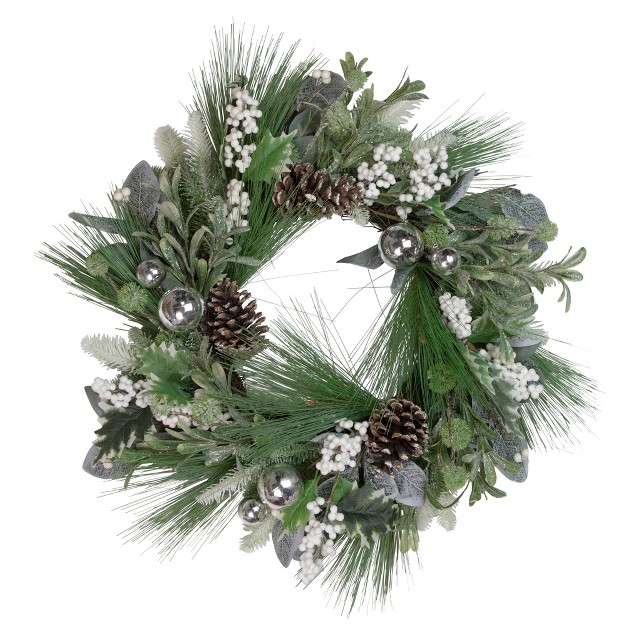 Northlight Artificial Christmas Wreath With Assorted Foliage And Berries 24 inch Unlit