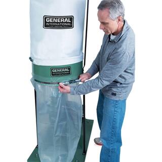 General International 1.5 HP 14-Amp Commercial Dust Collector with 2 Micron Bag (120V 1Phase) 10-105 M1