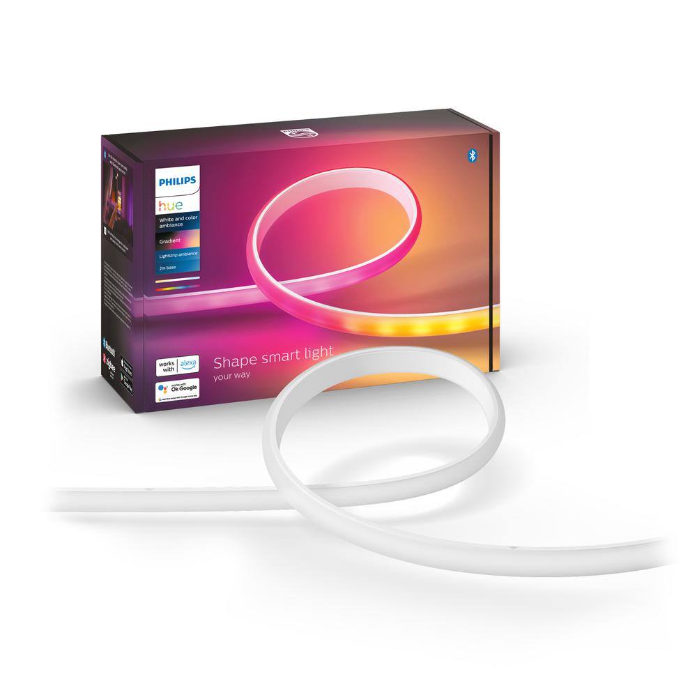 Philips Hue 6.6 ft. LED Smart Gradient Color Changing Lightstrip Base Kit with Bluetooth (1-Pack) 570556