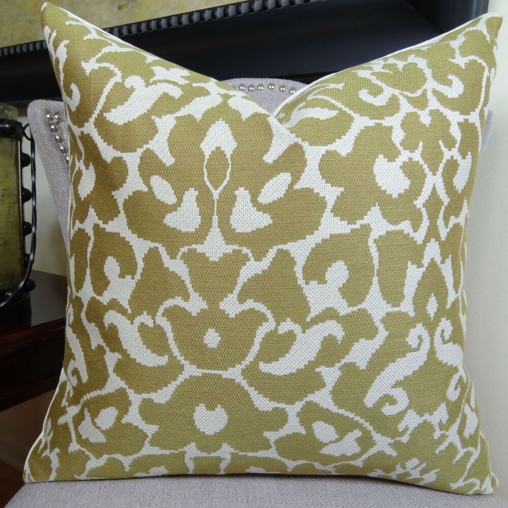 Thomas Collection Cream Mustard Graphic Throw Pillow  Handmade in USA