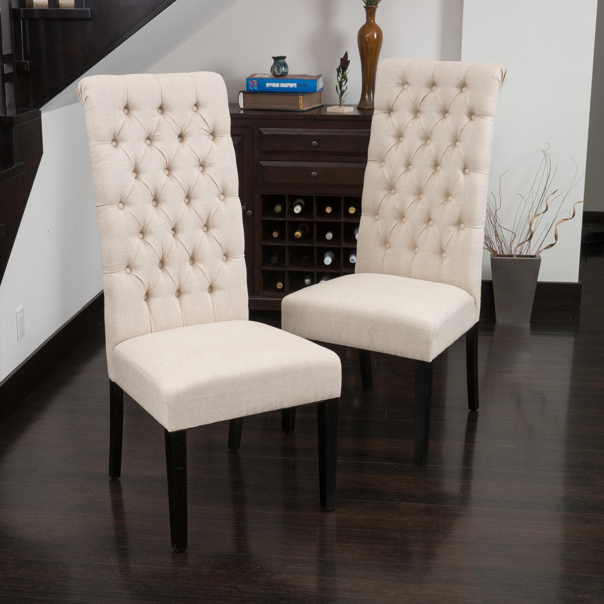 Charley Tall Dark Beige Tufted Dining Chairs (Set of 2)