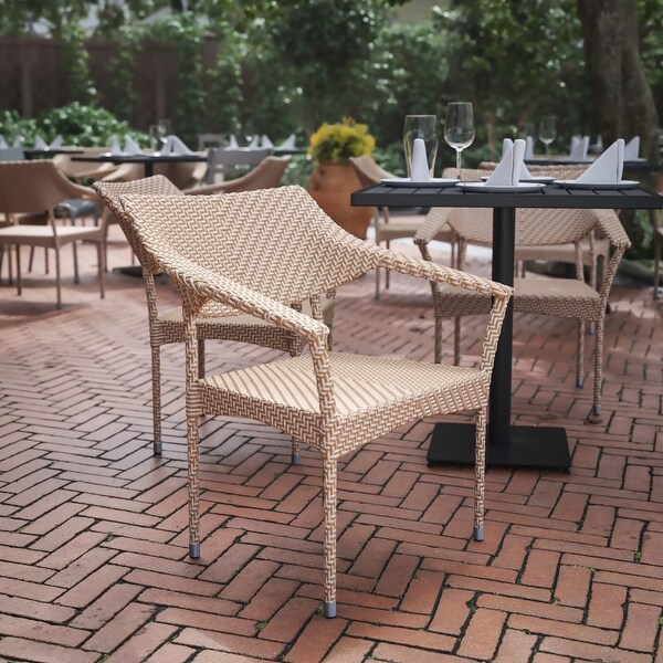 All Weather Commercial Grade PE Rattan Stacking Patio Chairs