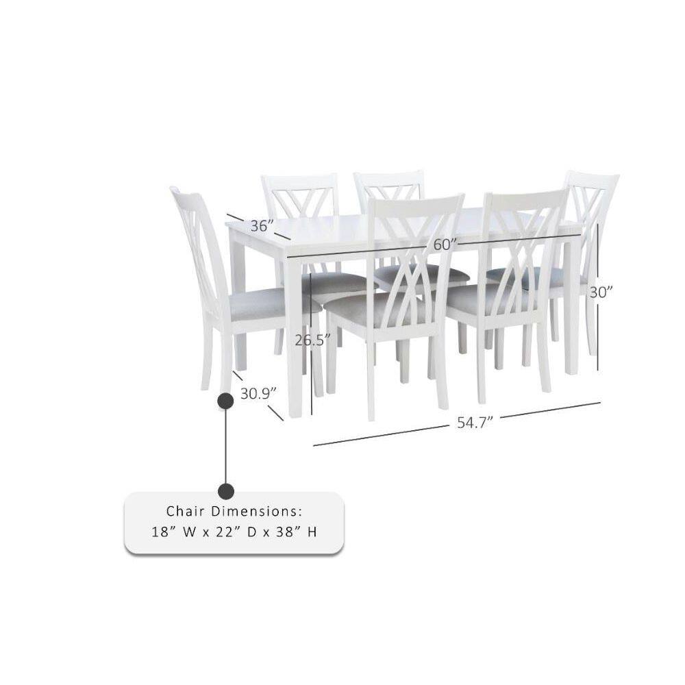 Powell Company Peterson White Rectangular 7-Piece Dining Set with Grey Woven Seats HD1144D19