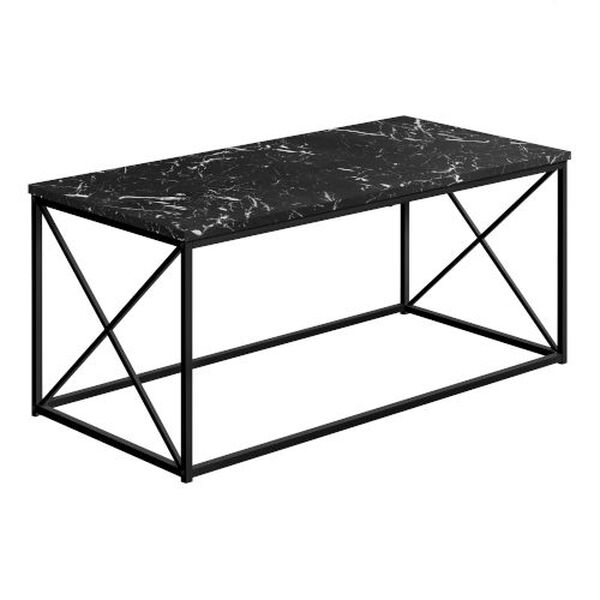 Black Marble X-Leg Coffee Table