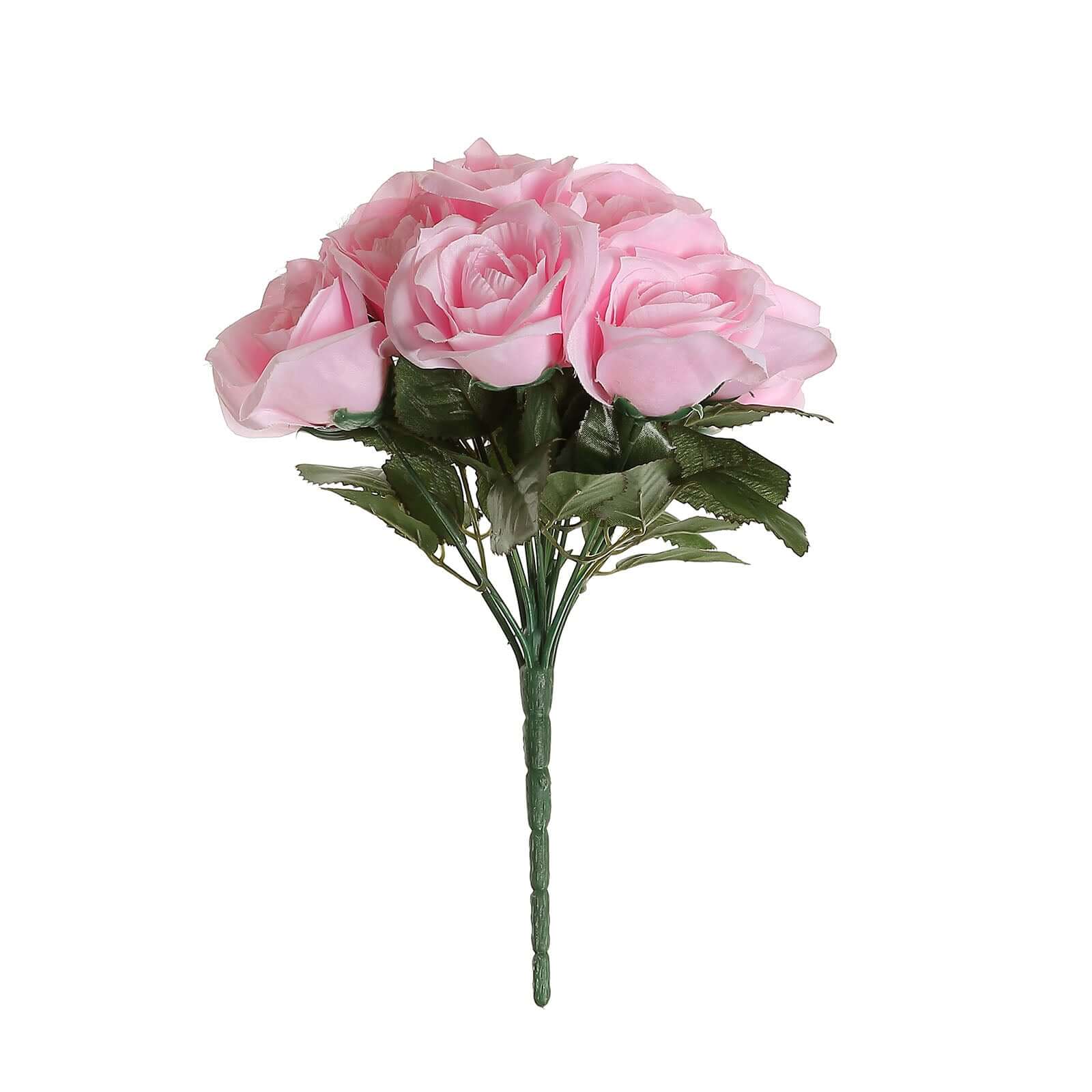 Pink Artificial Velvet-Like Rose Flower Bouquet 12