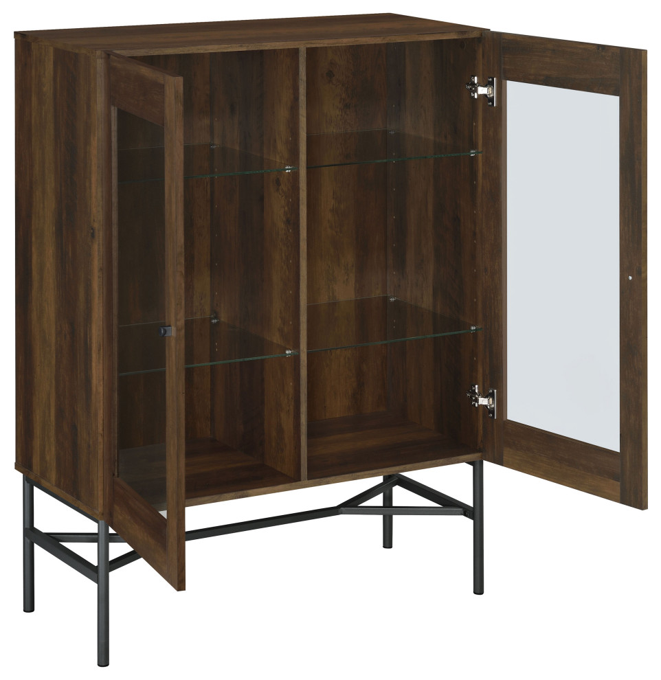 Bonilla 2 door Accent Cabinet With Glass Shelves Accent Cabinet Brown   Modern   Accent Chests And Cabinets   by Modon  Houzz