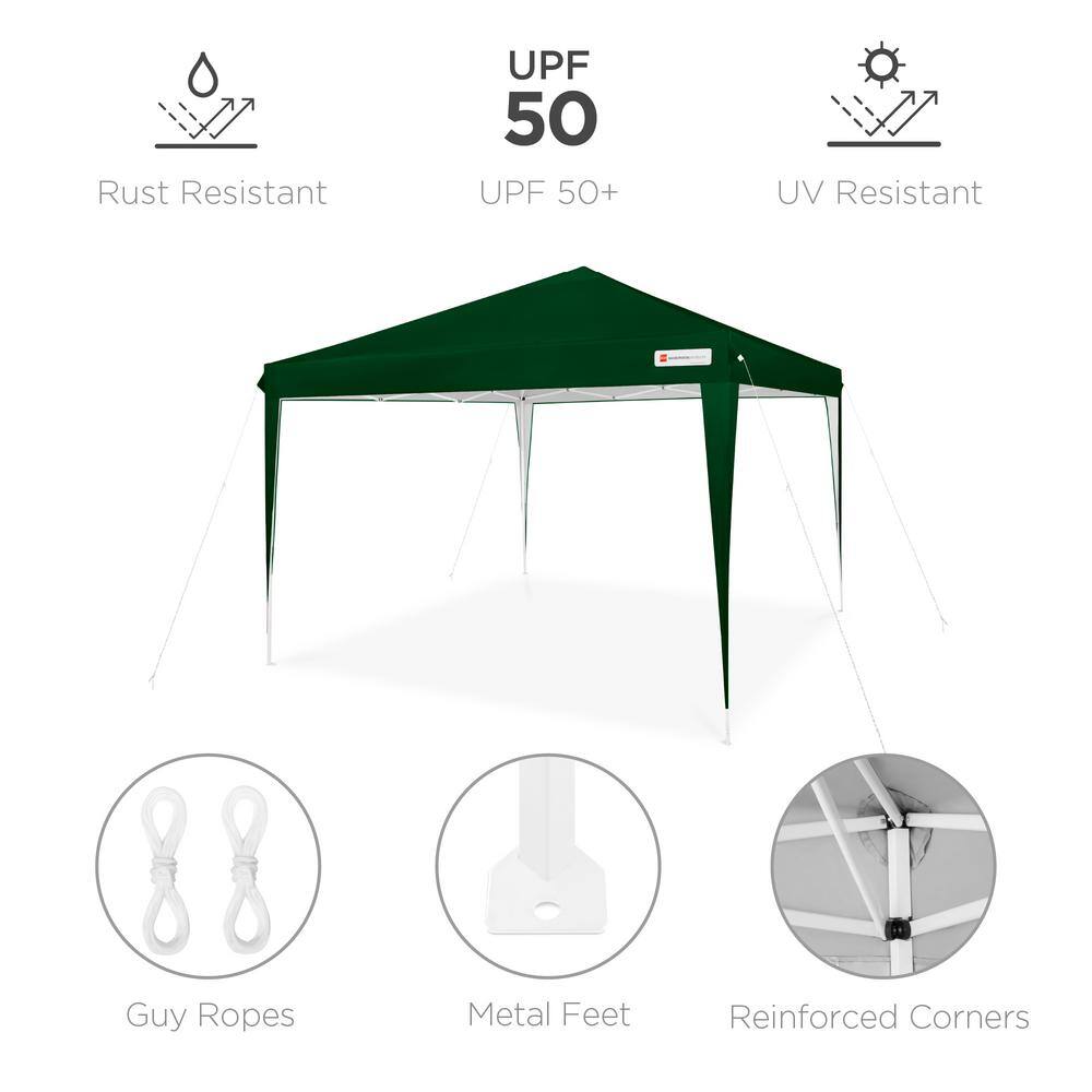 Best Choice Products 10 ft. x 10 ft. Forest Green Portable Adjustable Instant Pop Up Canopy wCarrying Bag SKY6970