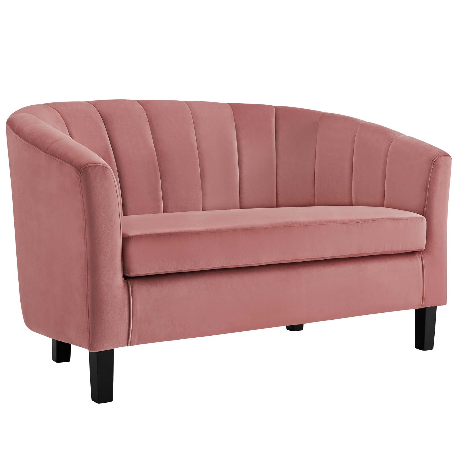 Prospect Channel Tufted Performance Velvet Loveseat and Armchair Set, Dusty Rose