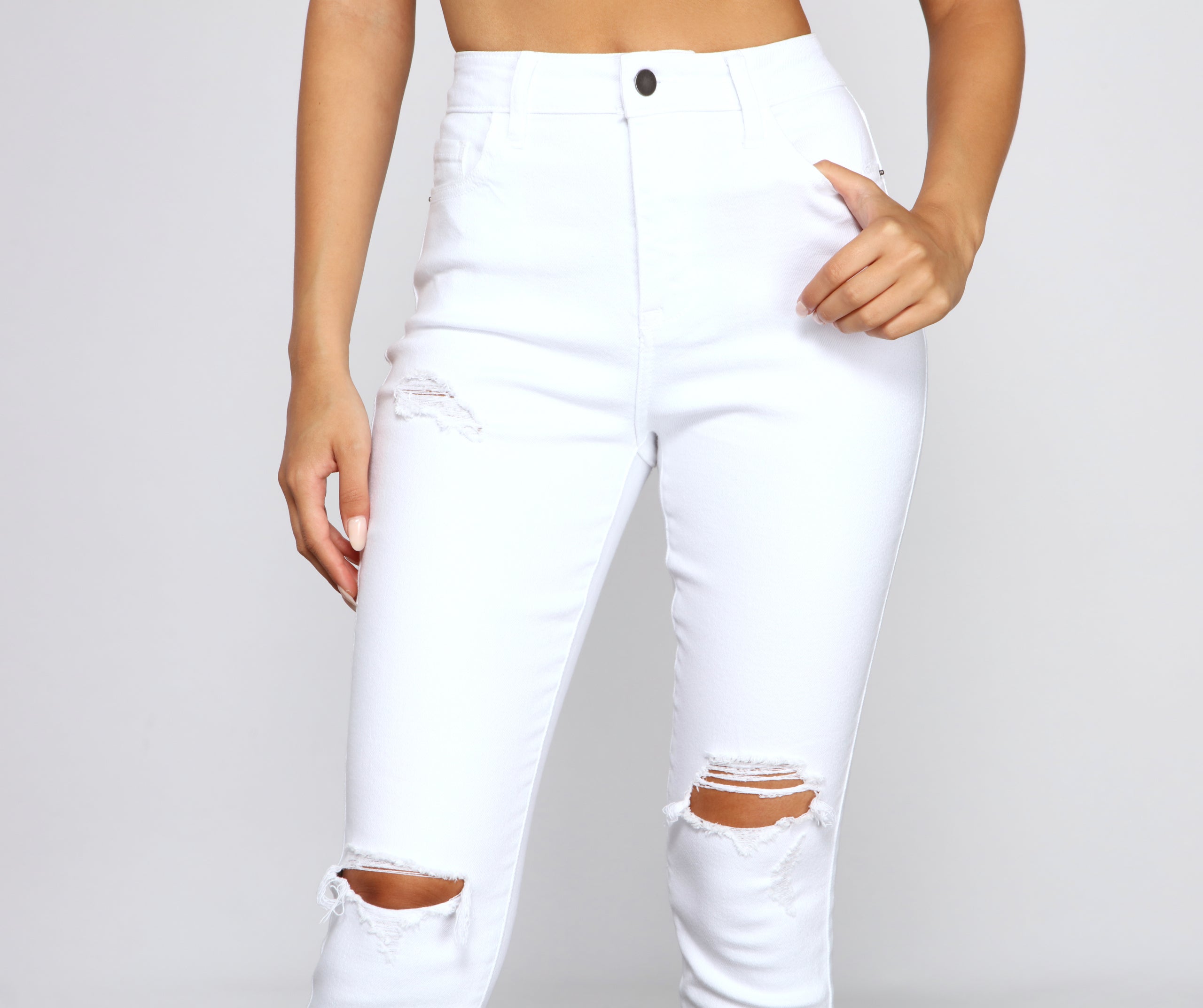 The Classic Distressed High Rise Skinny Jeans