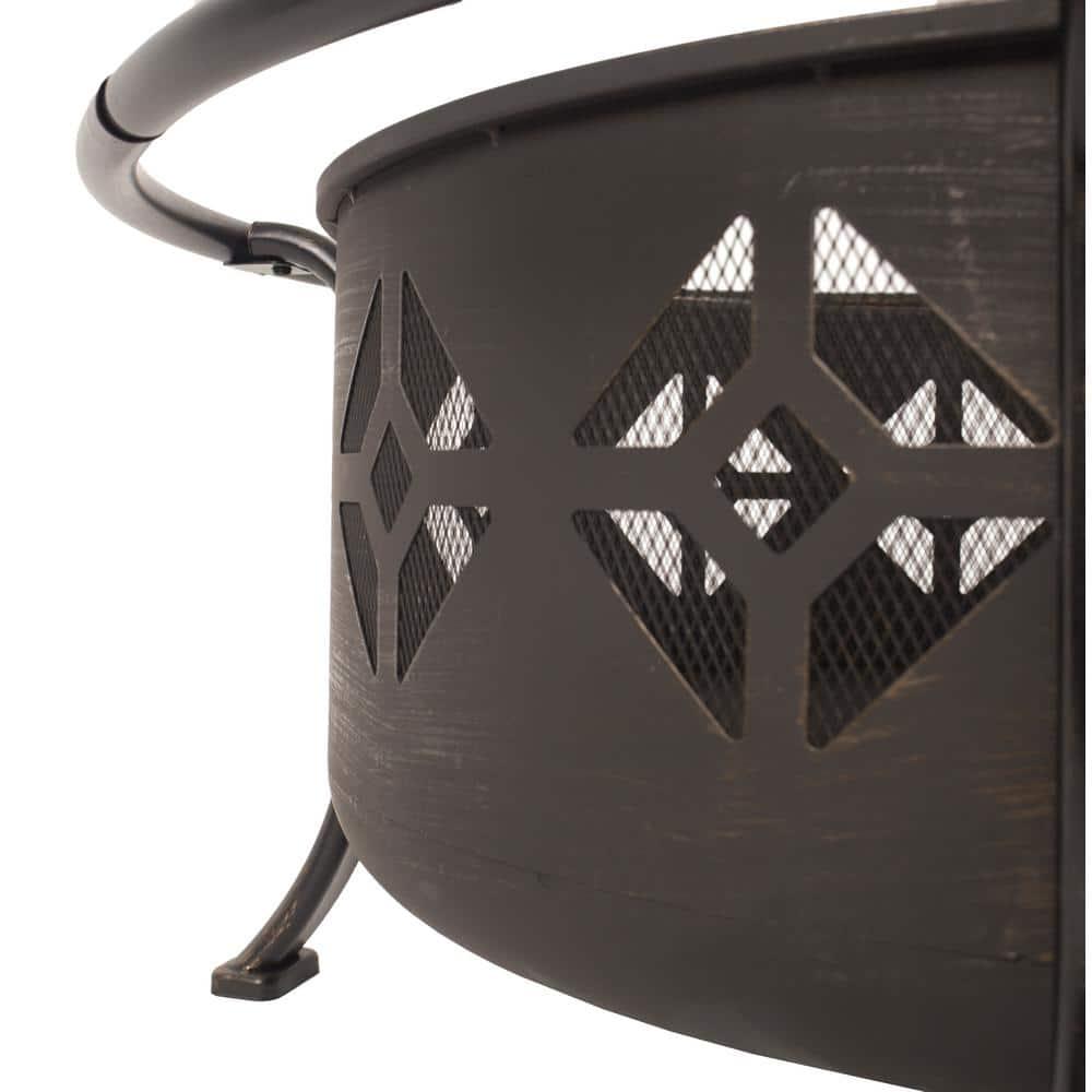 Pleasant Hearth Sunderland Deep Bowl 36 in x 23 in Square Steel Wood Fire Pit in Bronze