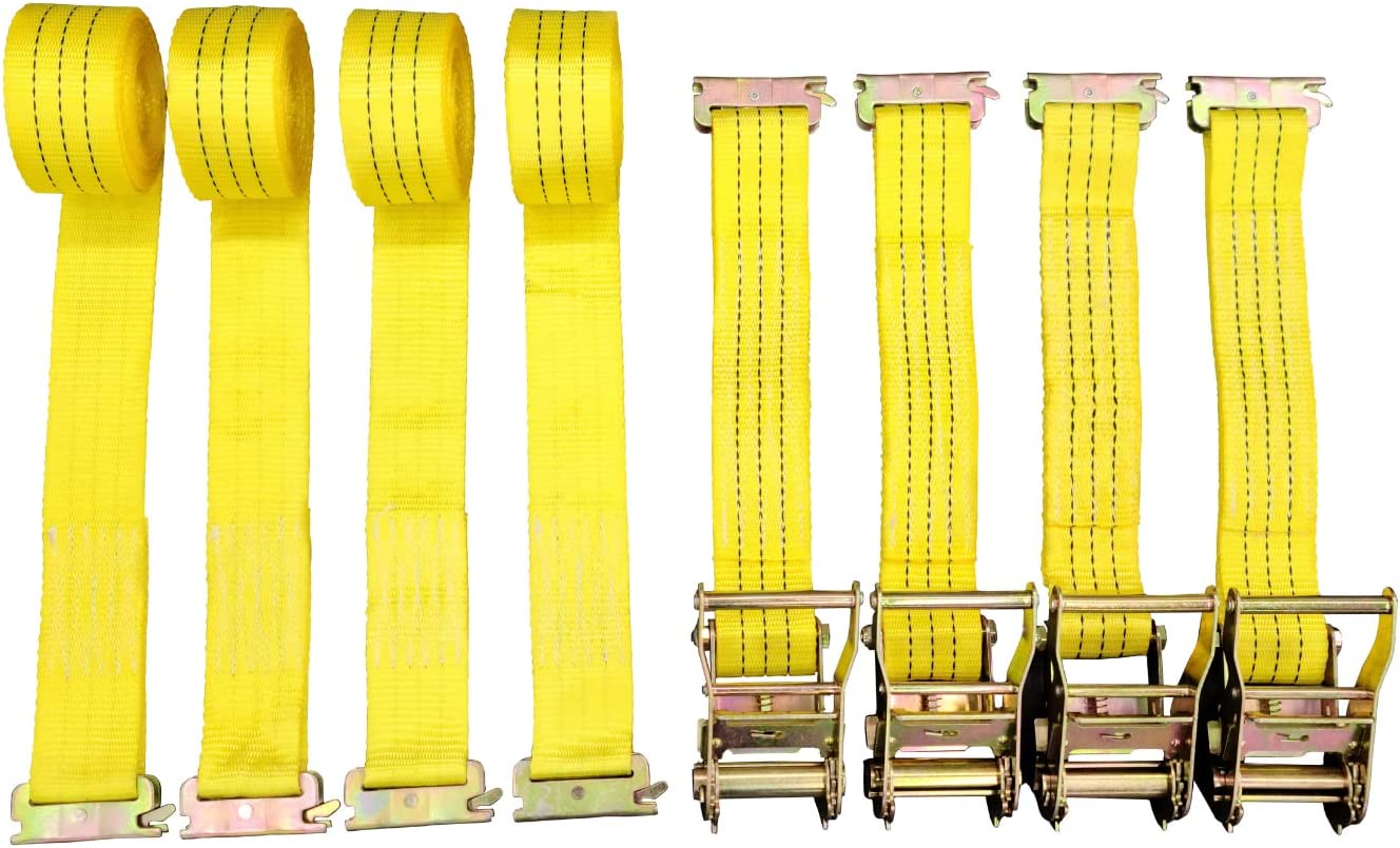 4 Pack E-Track Ratchet Straps 2"x15' 4400 lbs Break Strength