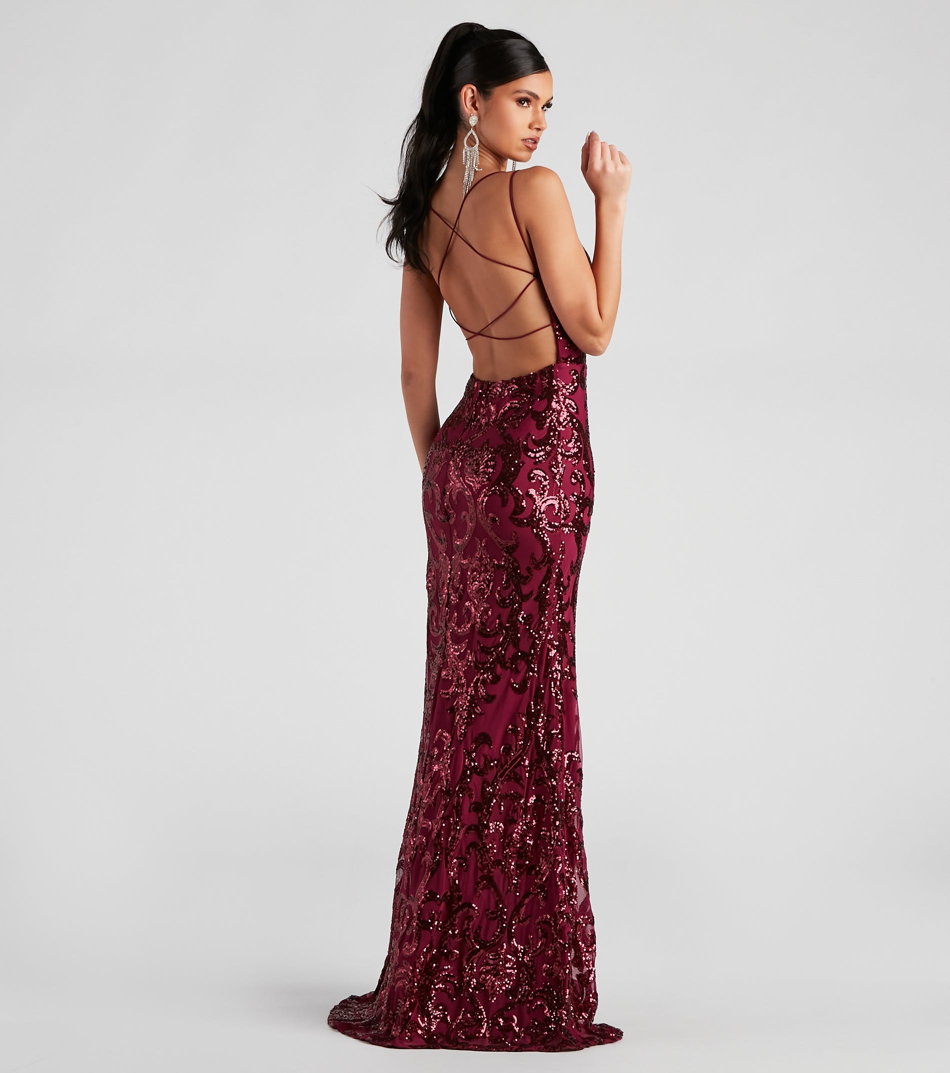 Lila Formal Open-Back Sequin Mermaid Dress