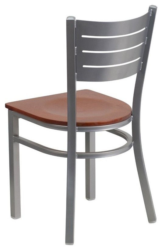 Bowery Hill Restaurant Dining Chair in Cherry and Silver   Contemporary   Dining Chairs   by Homesquare  Houzz