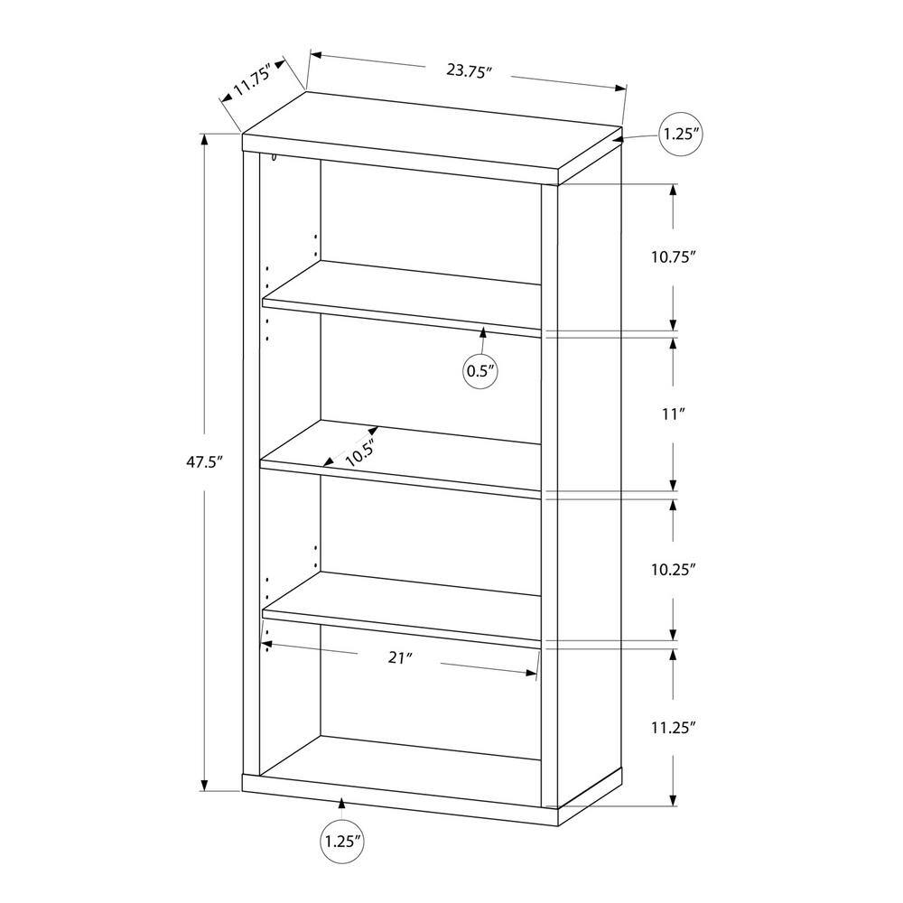 48 in. White with 4-Storage Shelves Composite Bookcase HD7059