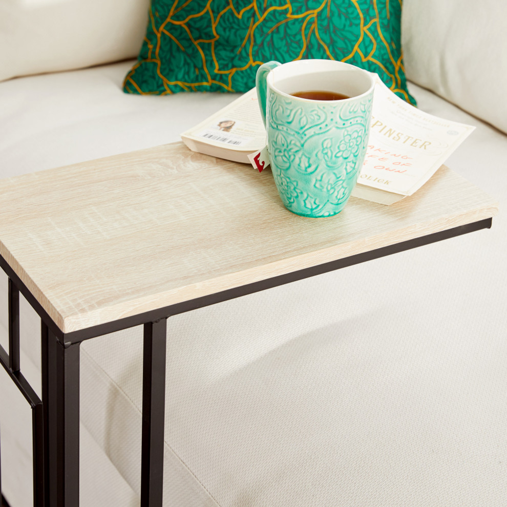 Black Iron and Wood Contemporary Accent Table  26x19x10   Transitional   Side Tables And End Tables   by Brimfield  ampMay  Houzz